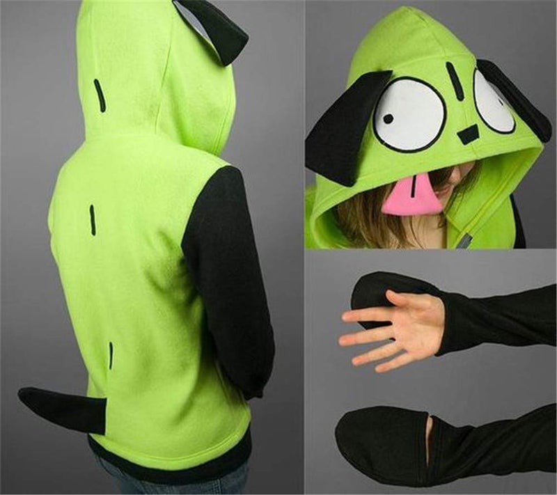 Fortunehouse Invader Cosplay Zim Hoodie Halloween Costume Mens Casual Hooded Zip Up Pullovers - Image 2